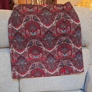 Talbots Red and Blue Paisley Pencil Skirt